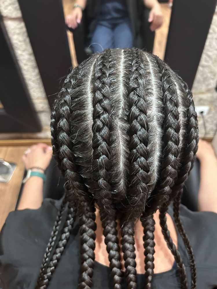 Trenzas africanas de boxeadora vistas desde arriba
