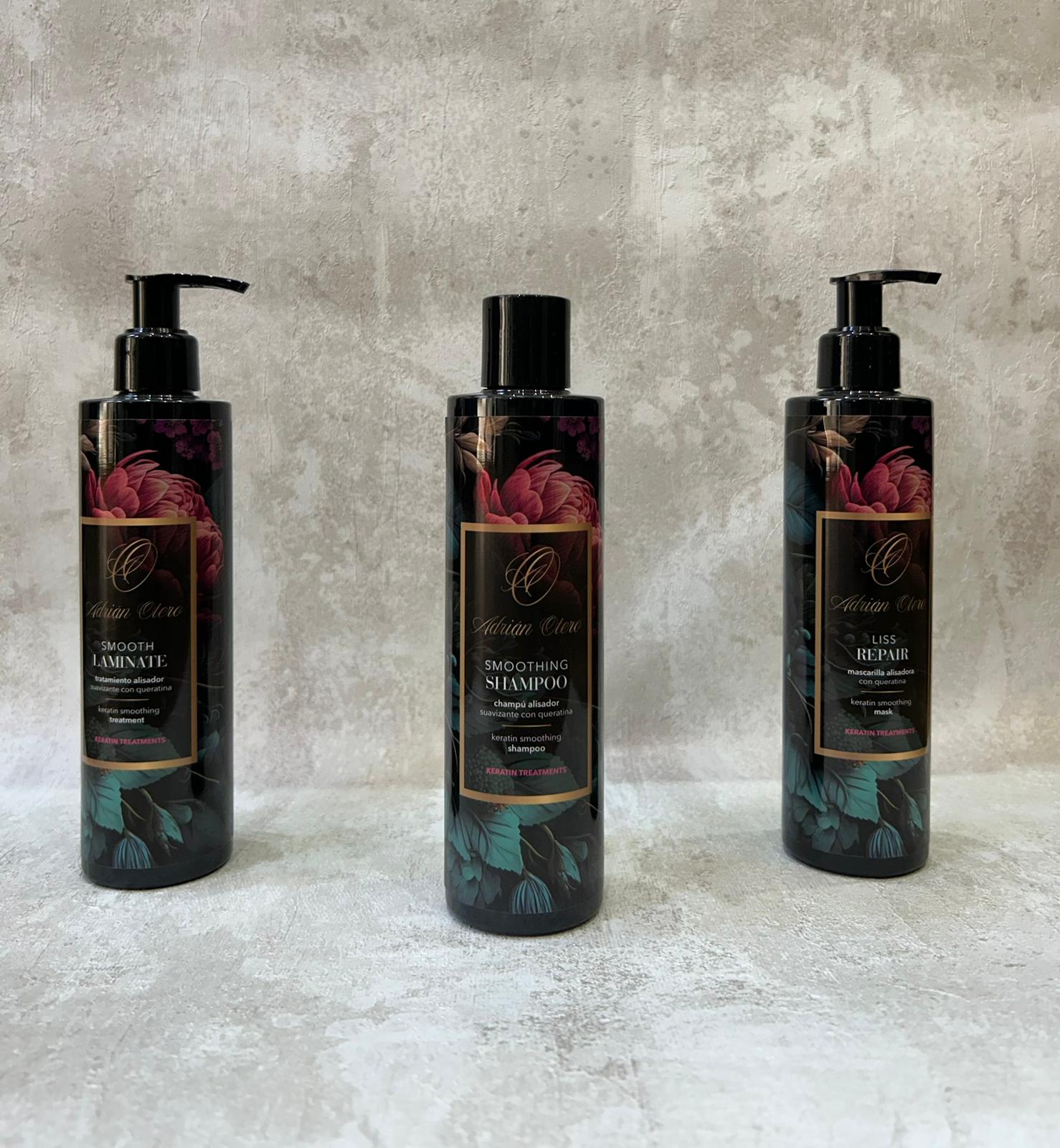 Línea Keratin Treatments Adrián Otero: Smoothing Shampoo, Smooth Laminate y Liss Repair